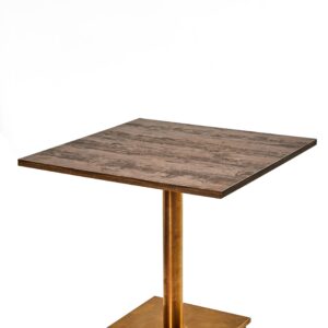 Metal table with wooden top